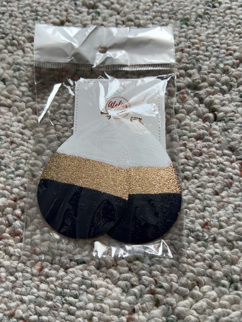 Atelier Sona White/Gold/Navy Tear Drop Earrings - Picture 7 of 8